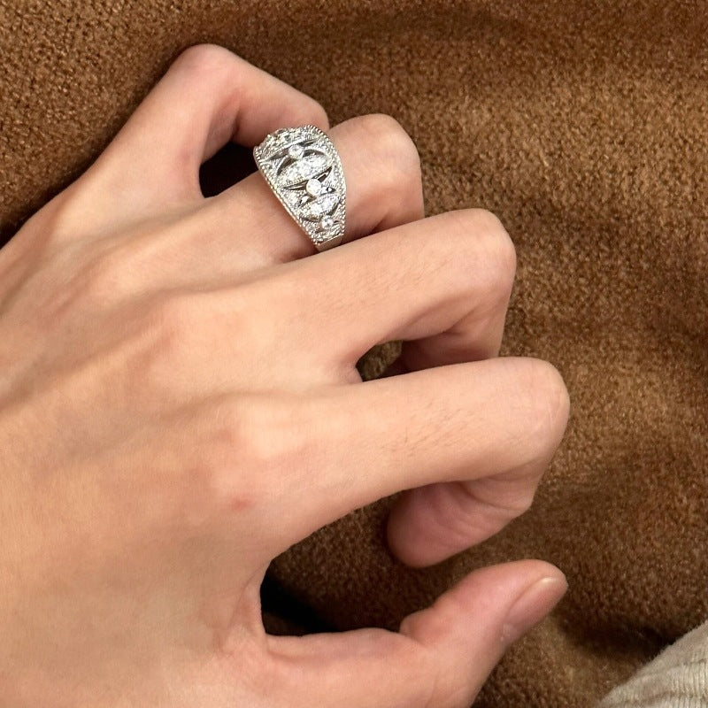 Elegant Couple Rings Zircon Natural Gem Cold Style Luxury Finger Ring