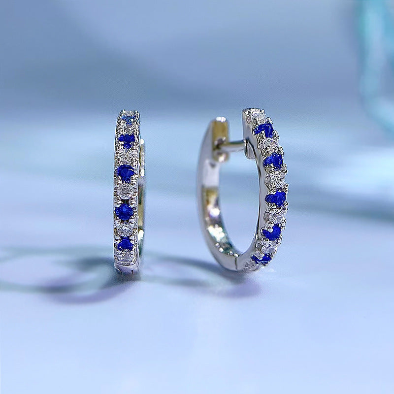 White Green Blue Diamond Earrings