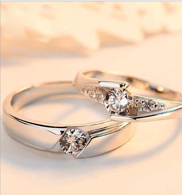 925 Silver Simulation Diamond Couple Rings Men Women Wedding Jewelry