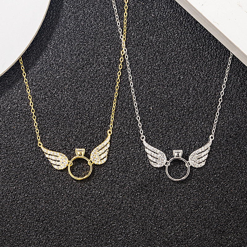 14k Gold Wing Necklace Female Clavicle Chain