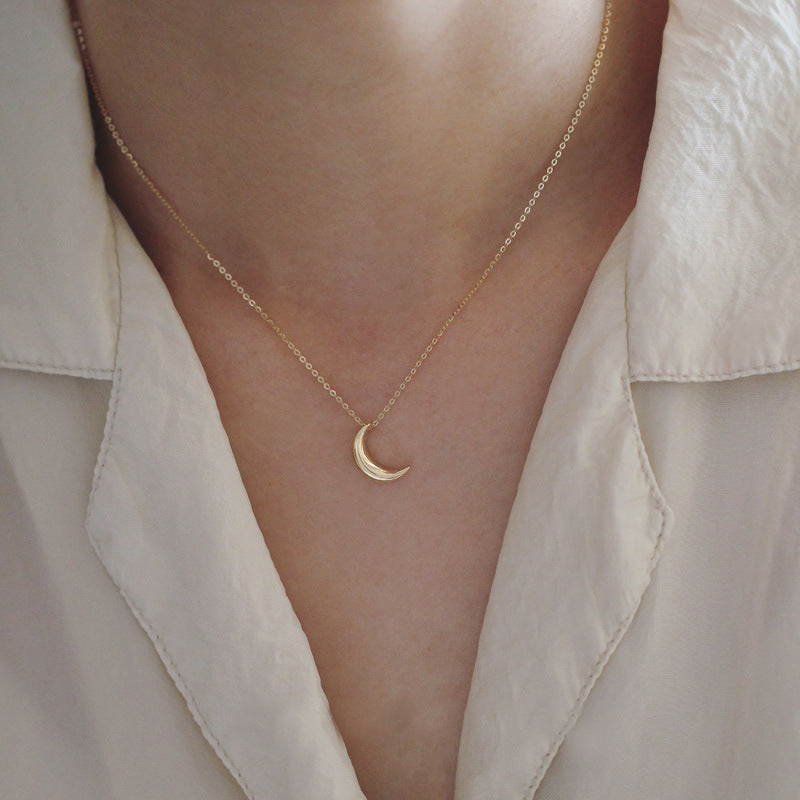 14K Gold Plated Sterling Silver Necklace Light Plate Little Moon