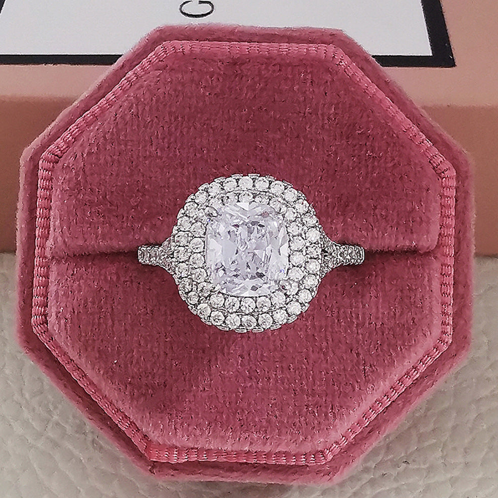 Fashion Luxury Multicolor CZ Wedding Rings Women T Shape Party Gift