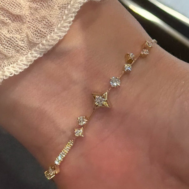 Sparkling Diamond Titanium Steel Gold Bracelet For Women