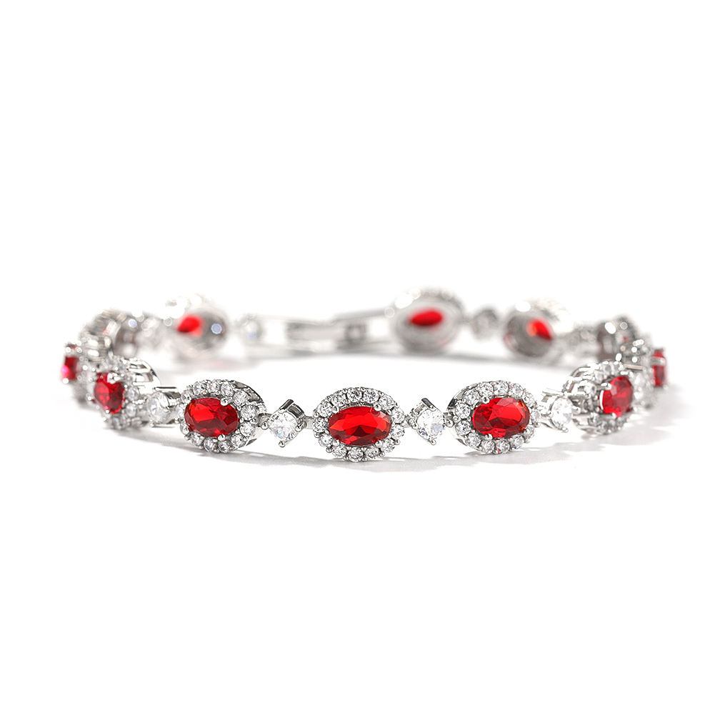 Geometric Gold-plated Bracelet With Colored Diamonds