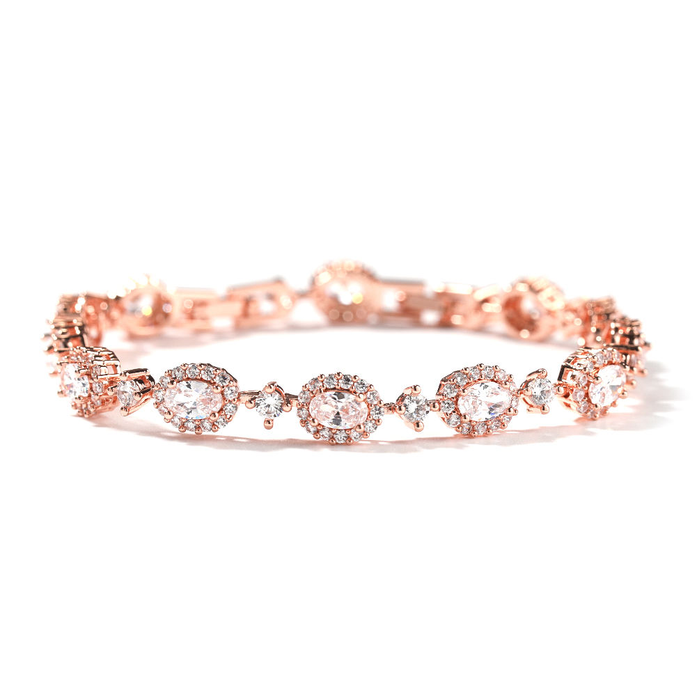 Geometric Gold-plated Bracelet With Colored Diamonds