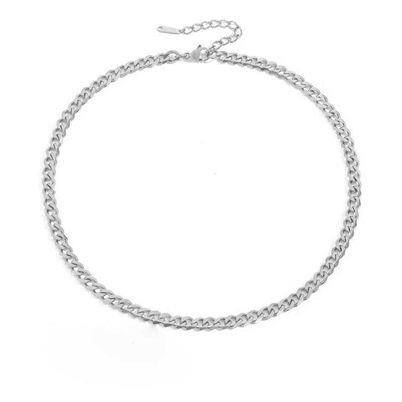 Stainless Steel Necklace 14K Gold Plated Cuban Chain Clavicle Chain