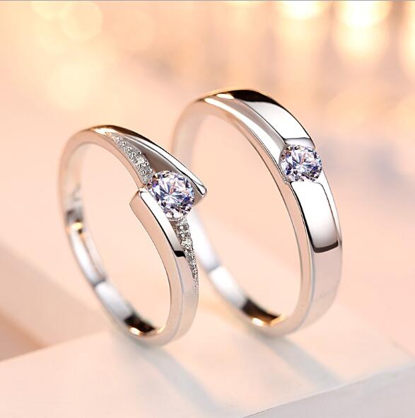 925 Silver Simulation Diamond Couple Rings Men Women Wedding Jewelry