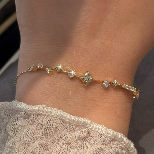 Sparkling Diamond Titanium Steel Gold Bracelet For Women