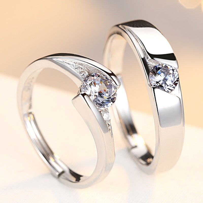 925 Silver Simulation Diamond Couple Rings Men Women Wedding Jewelry