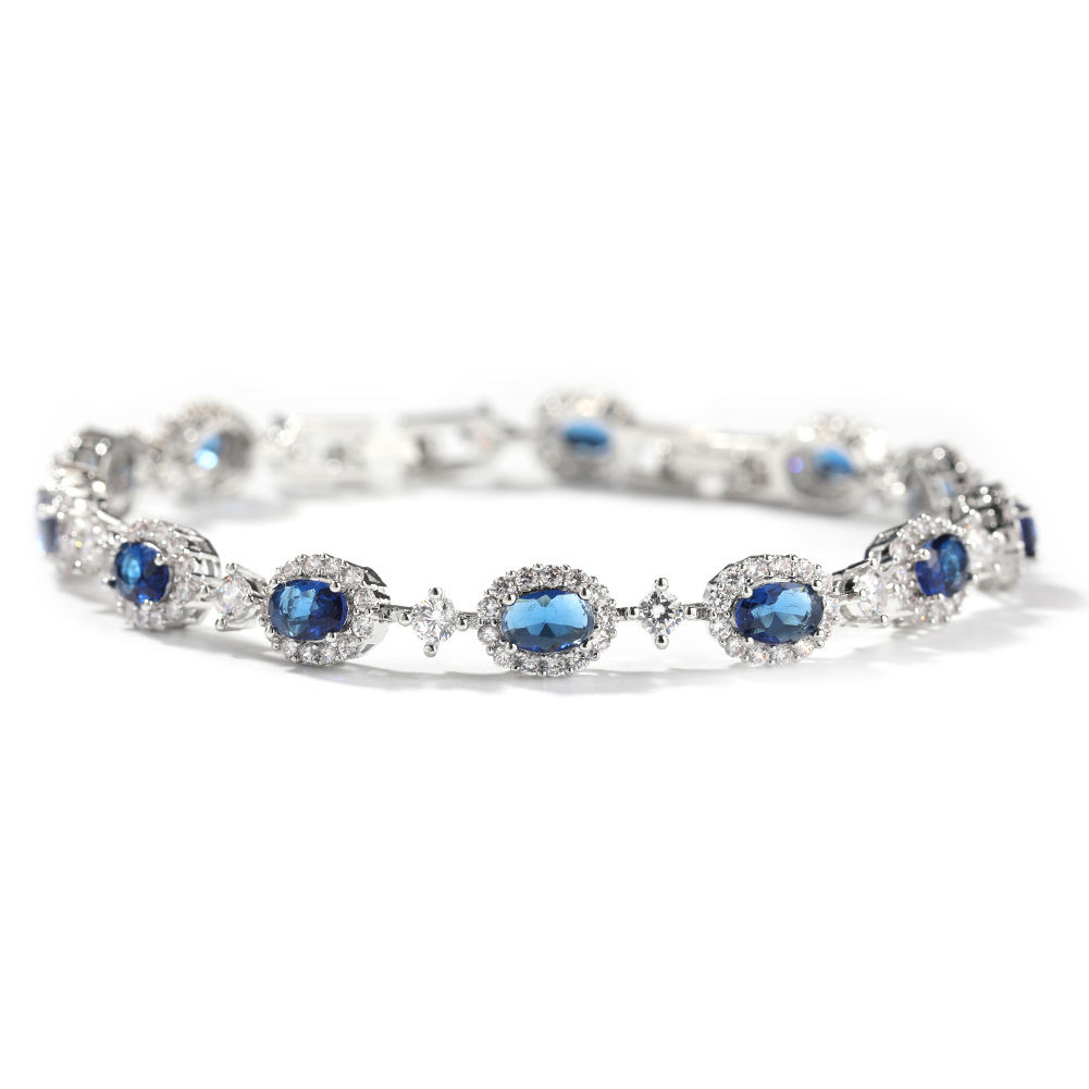 Geometric Gold-plated Bracelet With Colored Diamonds