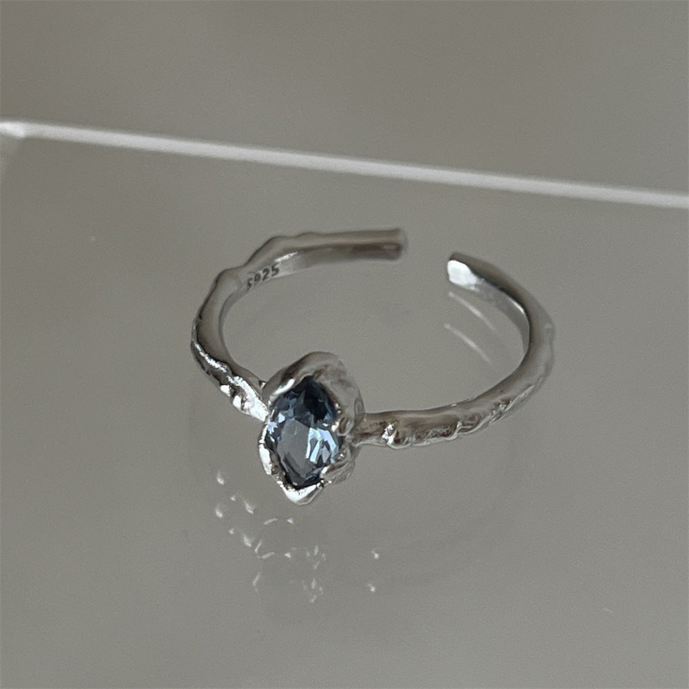Luxury Cold Tone Index Ring Natural Gem Zircon Adjustable Coupless