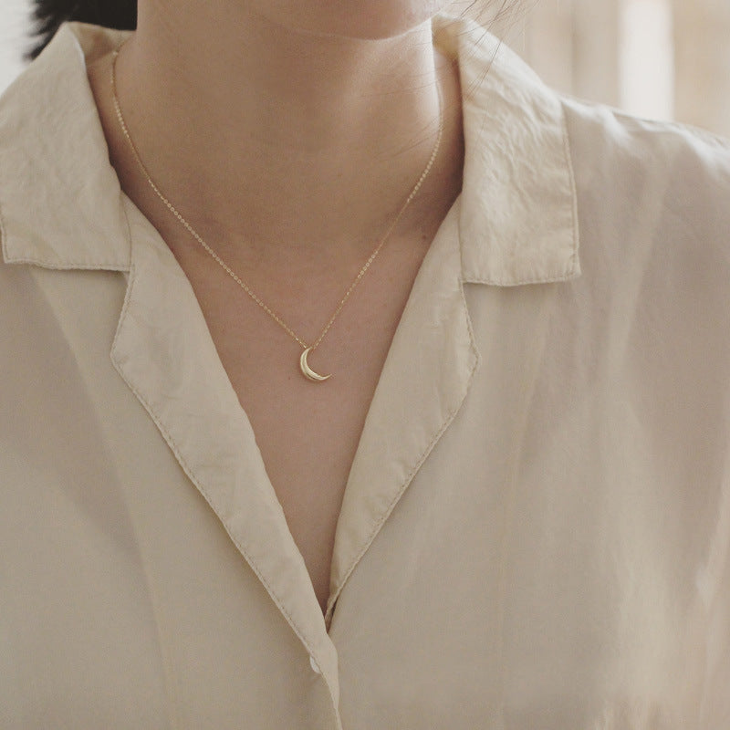 14K Gold Plated Sterling Silver Necklace Light Plate Little Moon