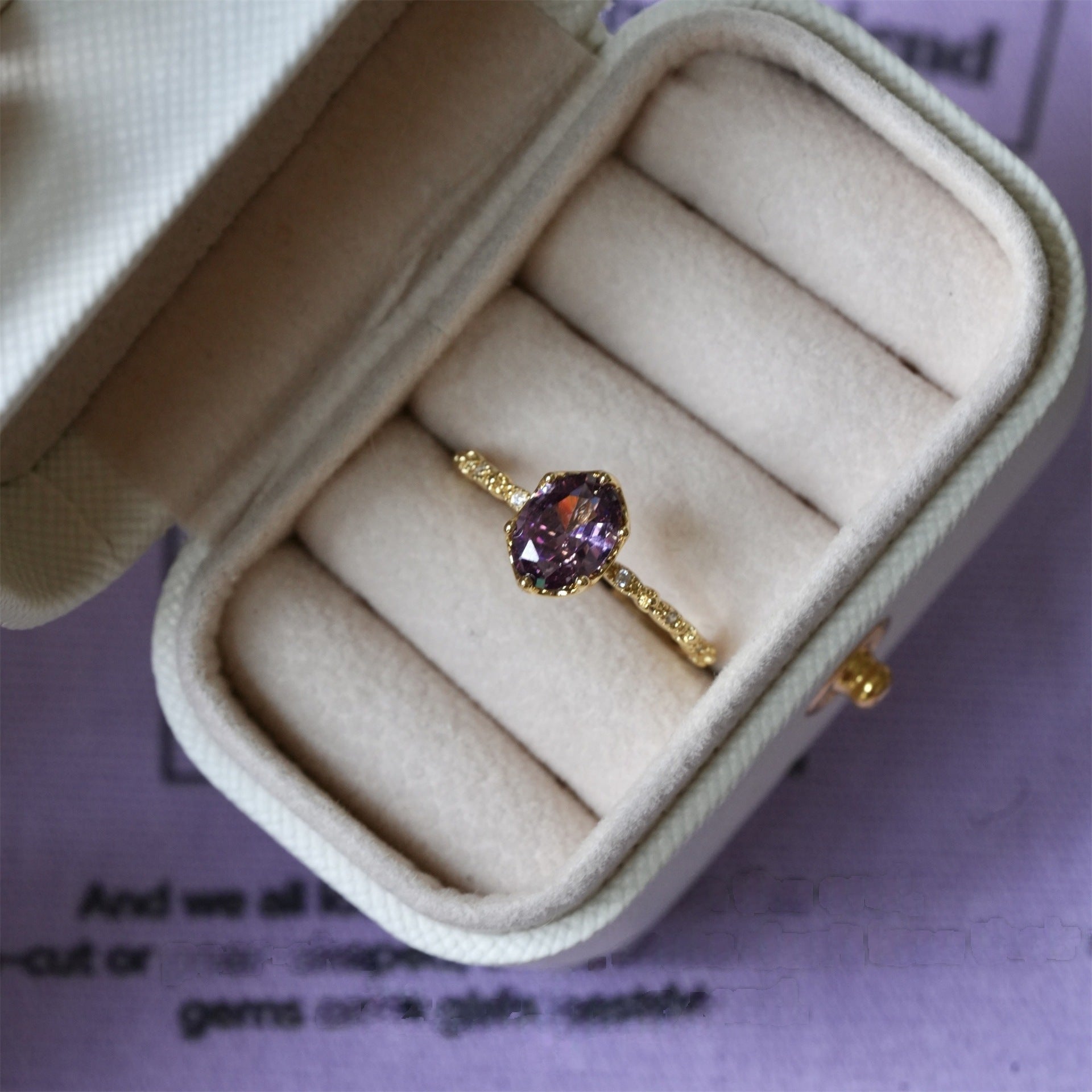 Luxury Cold Tone Index Ring Natural Gem Zircon Adjustable Coupless