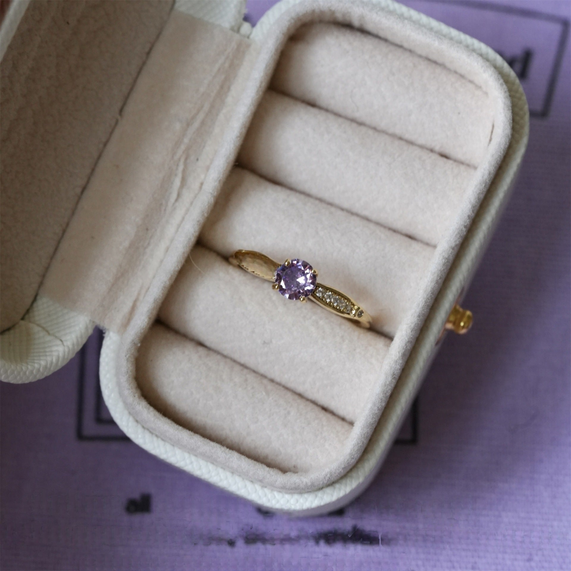 Luxury Cold Tone Index Ring Natural Gem Zircon Adjustable Coupless