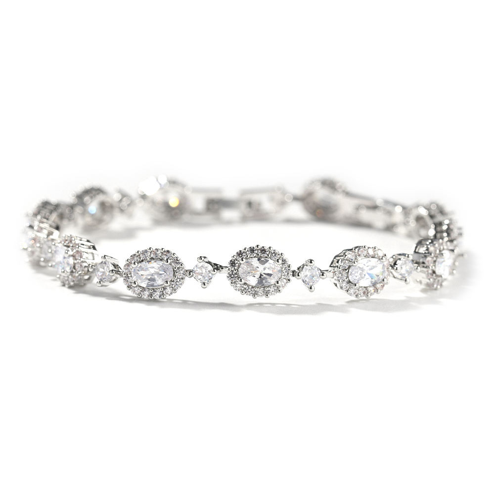Geometric Gold-plated Bracelet With Colored Diamonds