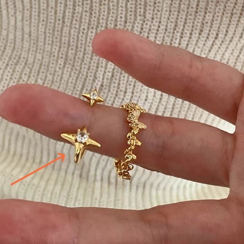 Elegant Couple Rings Zircon Natural Gem Cold Style Luxury Finger Ring