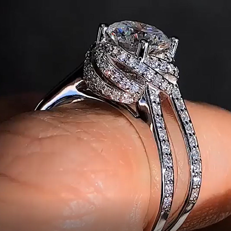 925 Silver Luxury Bold Wedding Ring Set Bridal Engagement Jewelry