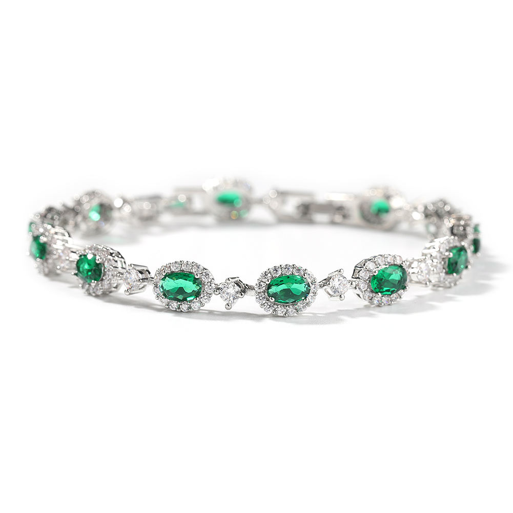 Geometric Gold-plated Bracelet With Colored Diamonds