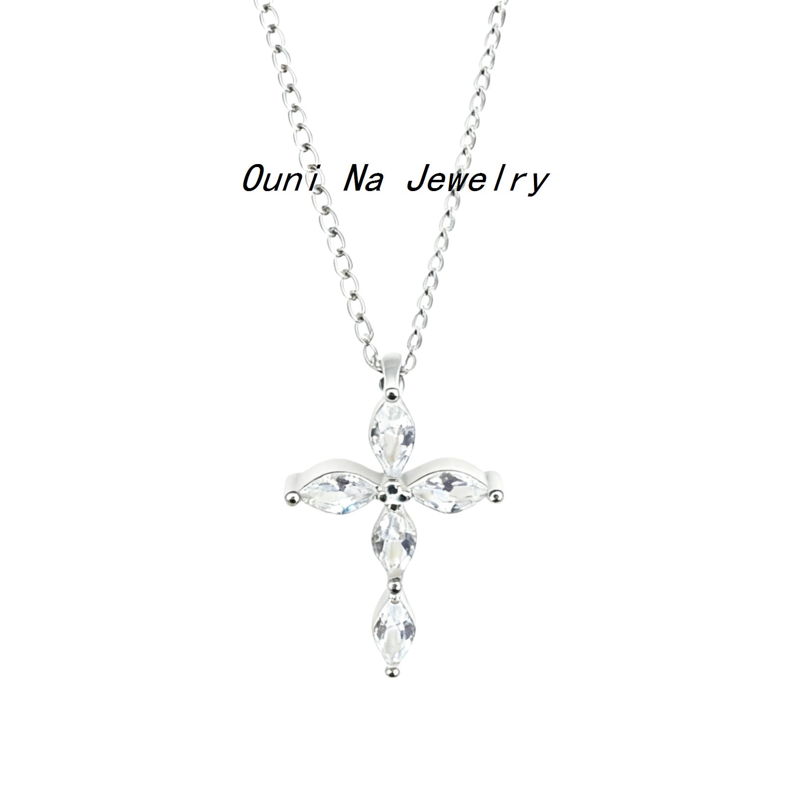 S925 Sterling Silver 14K Gold-Plated Cross Necklace With Diamonds
