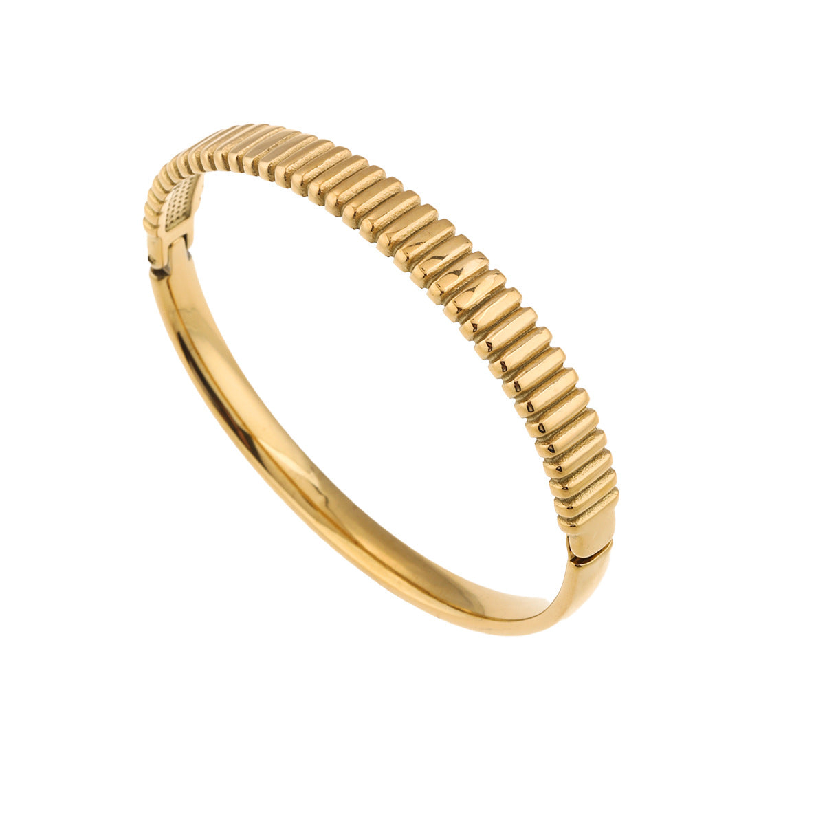 18K Gold Stainless Steel Wave-Style Diamond-Encrusted Bracelet
