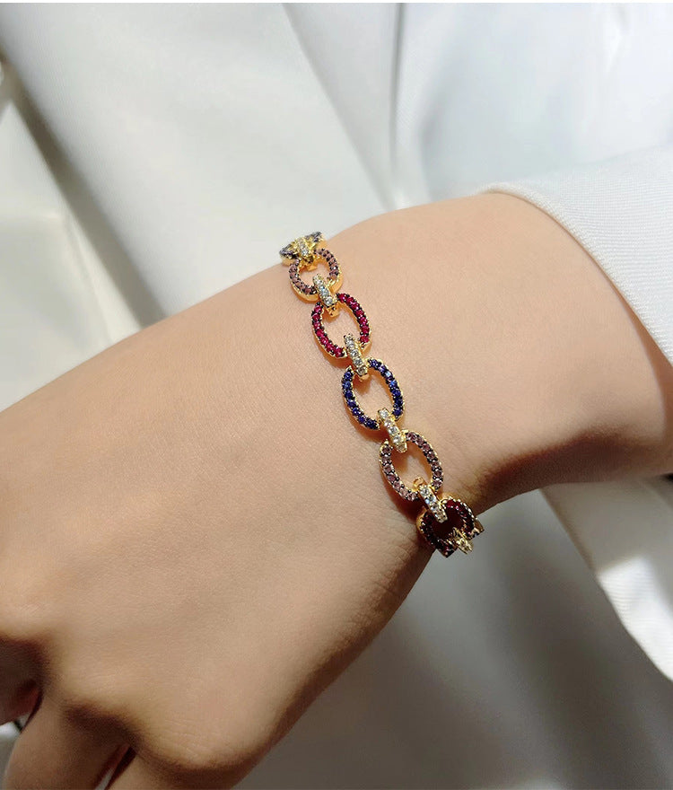 Sterling Silver Rainbow Diamond Gold Vintage Delicate Bracelet
