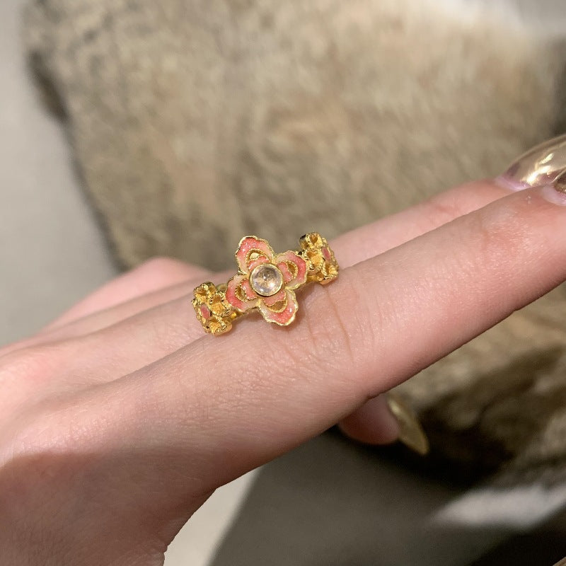 Elegant Couple Rings Zircon Natural Gem Cold Style Luxury Finger Ring