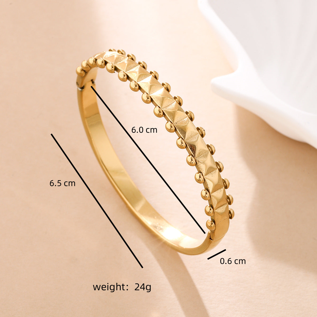18K Gold Stainless Steel Wave-Style Diamond-Encrusted Bracelet