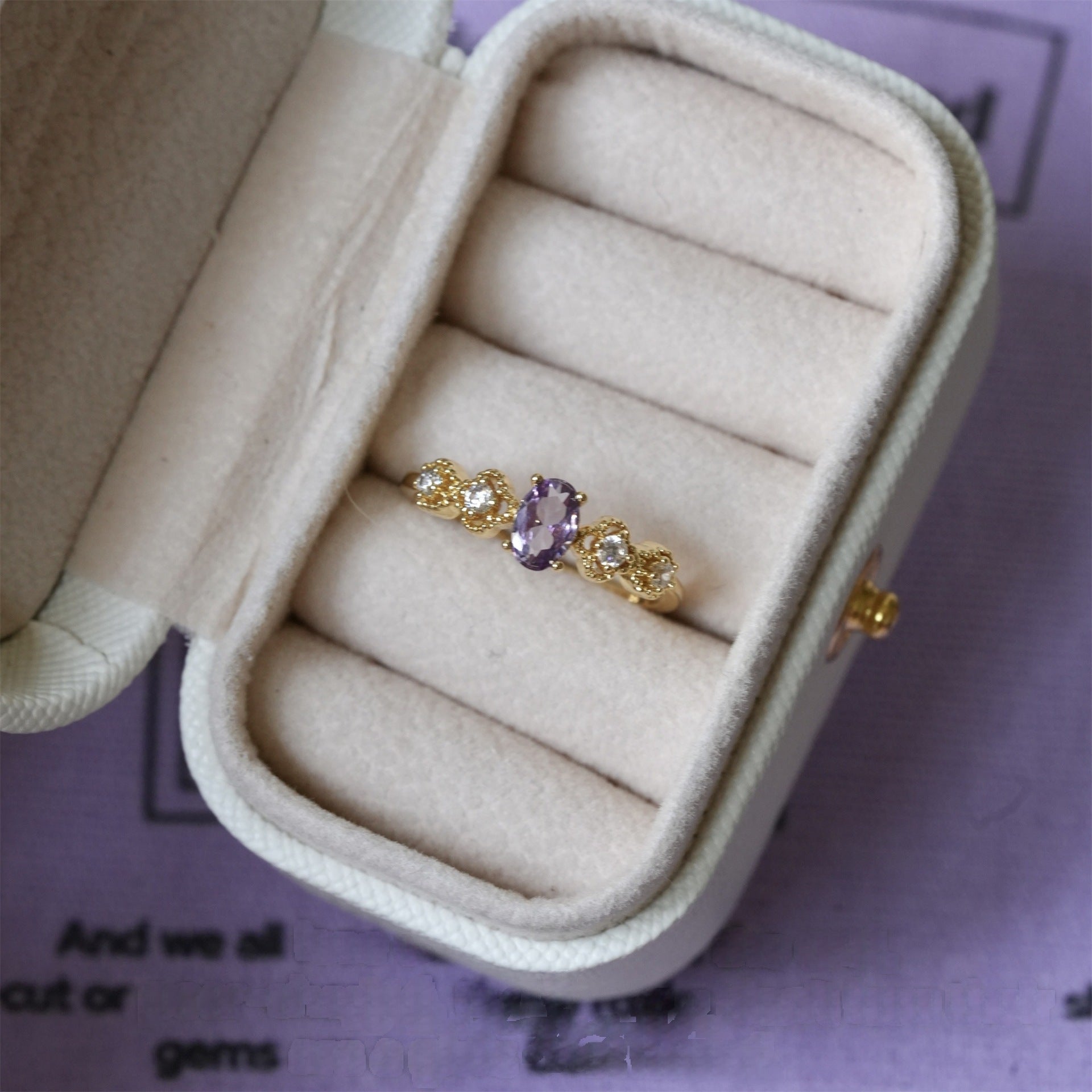 Luxury Cold Tone Index Ring Natural Gem Zircon Adjustable Coupless