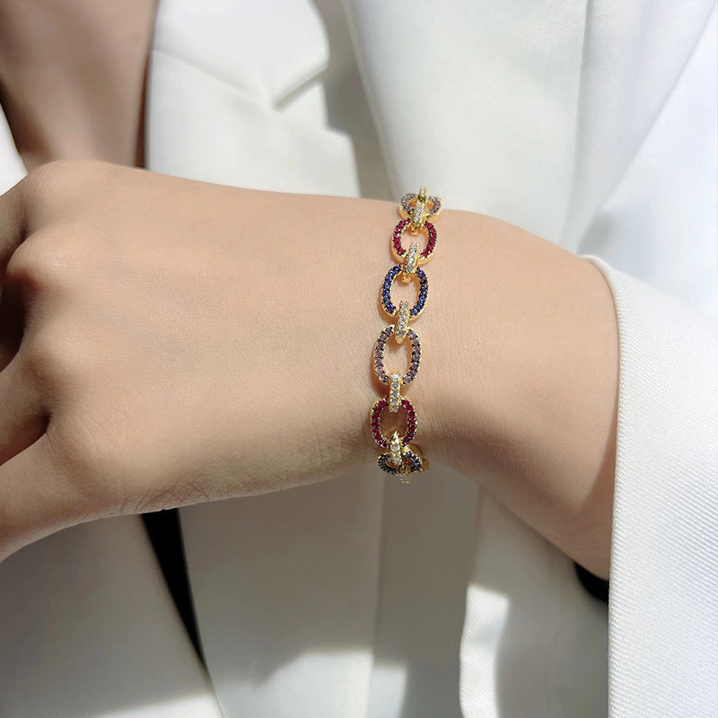 Sterling Silver Rainbow Diamond Gold Vintage Delicate Bracelet